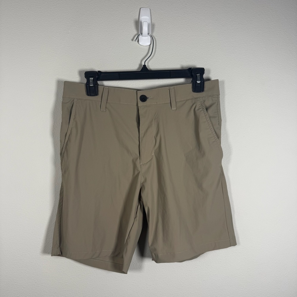 Kenneth Cole Golf Mens 30 Tan Khaki Performance Stretch Shorts Flat Front Active